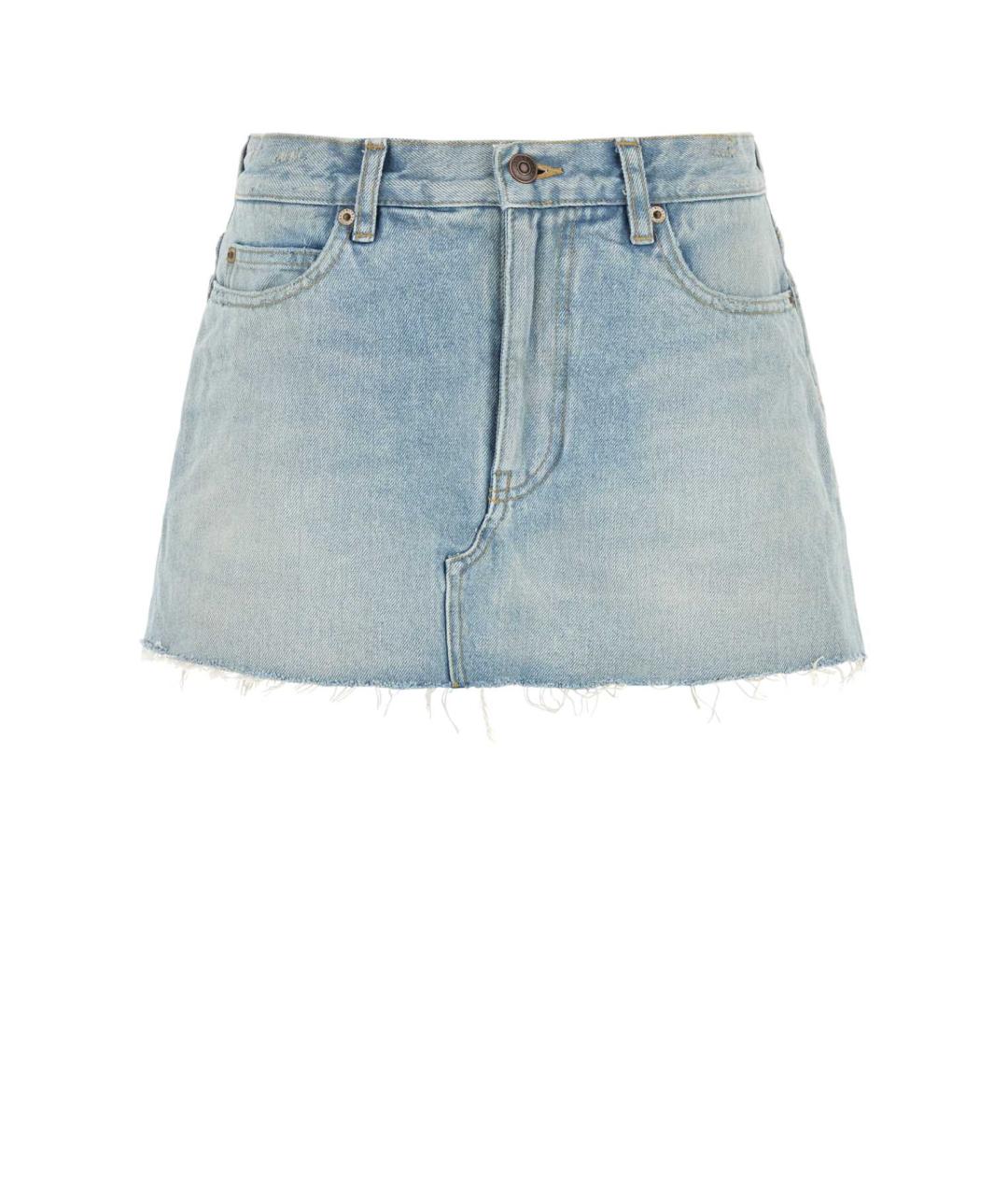 BALENCIAGA Голубая хлопковая юбка-шорты, фото 1