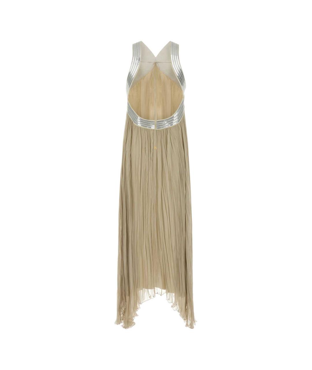 ALBERTA FERRETTI Бежевое шелковое платье, фото 2