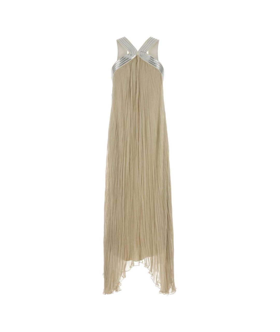 ALBERTA FERRETTI Бежевое шелковое платье, фото 1