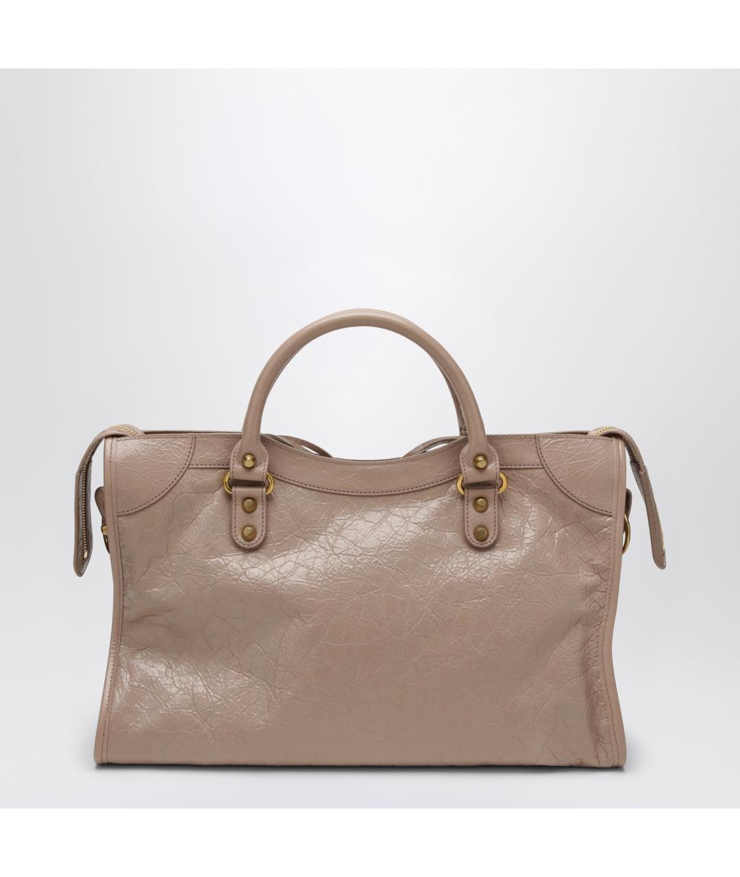 BALENCIAGA Бежевая кожаная сумка с короткими ручками, фото 2