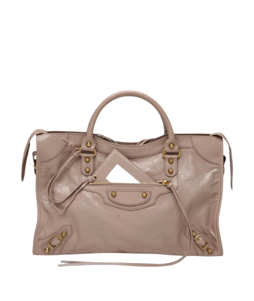 BALENCIAGA Бежевая кожаная сумка с короткими ручками, фото 1