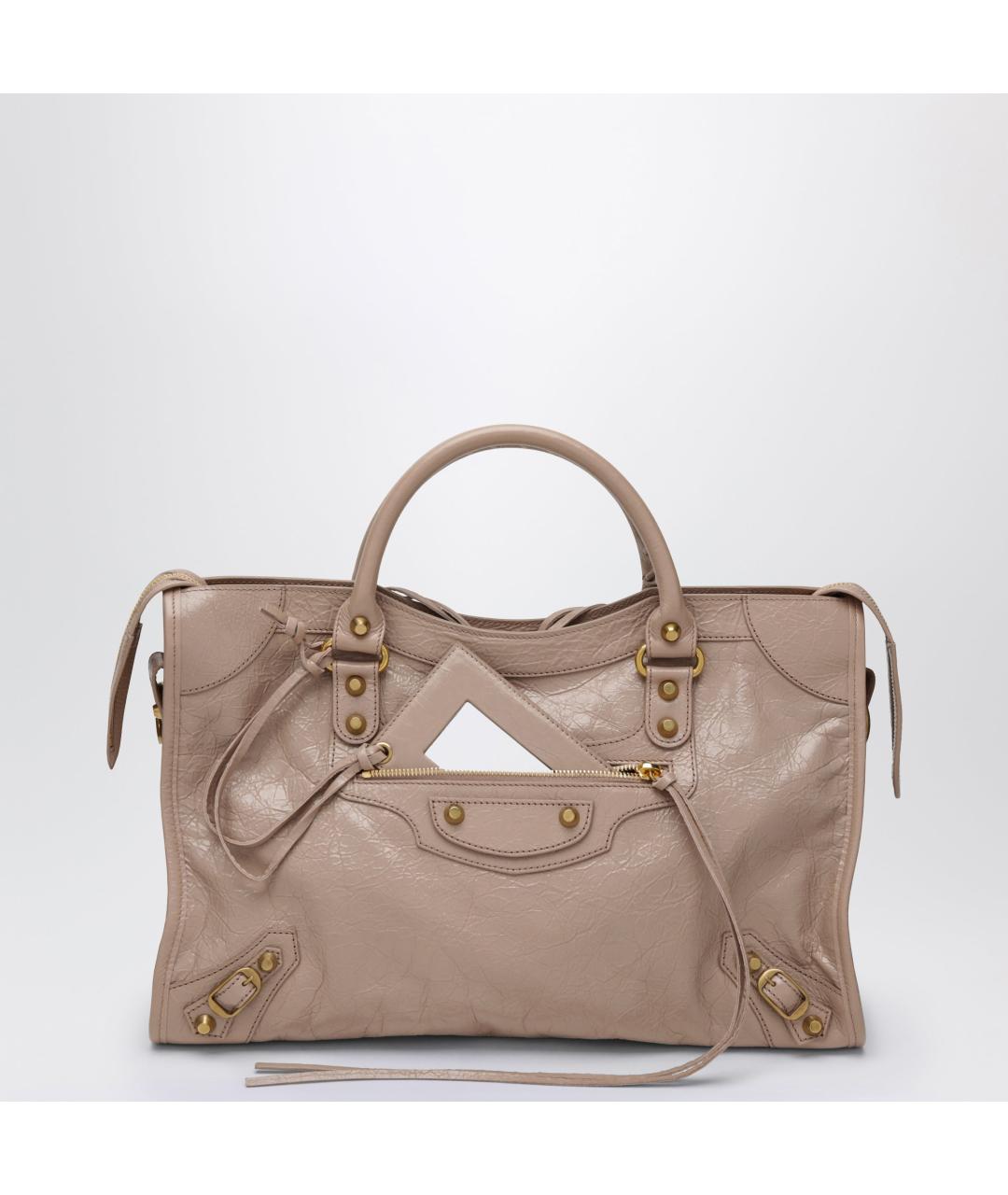 BALENCIAGA Бежевая кожаная сумка с короткими ручками, фото 3