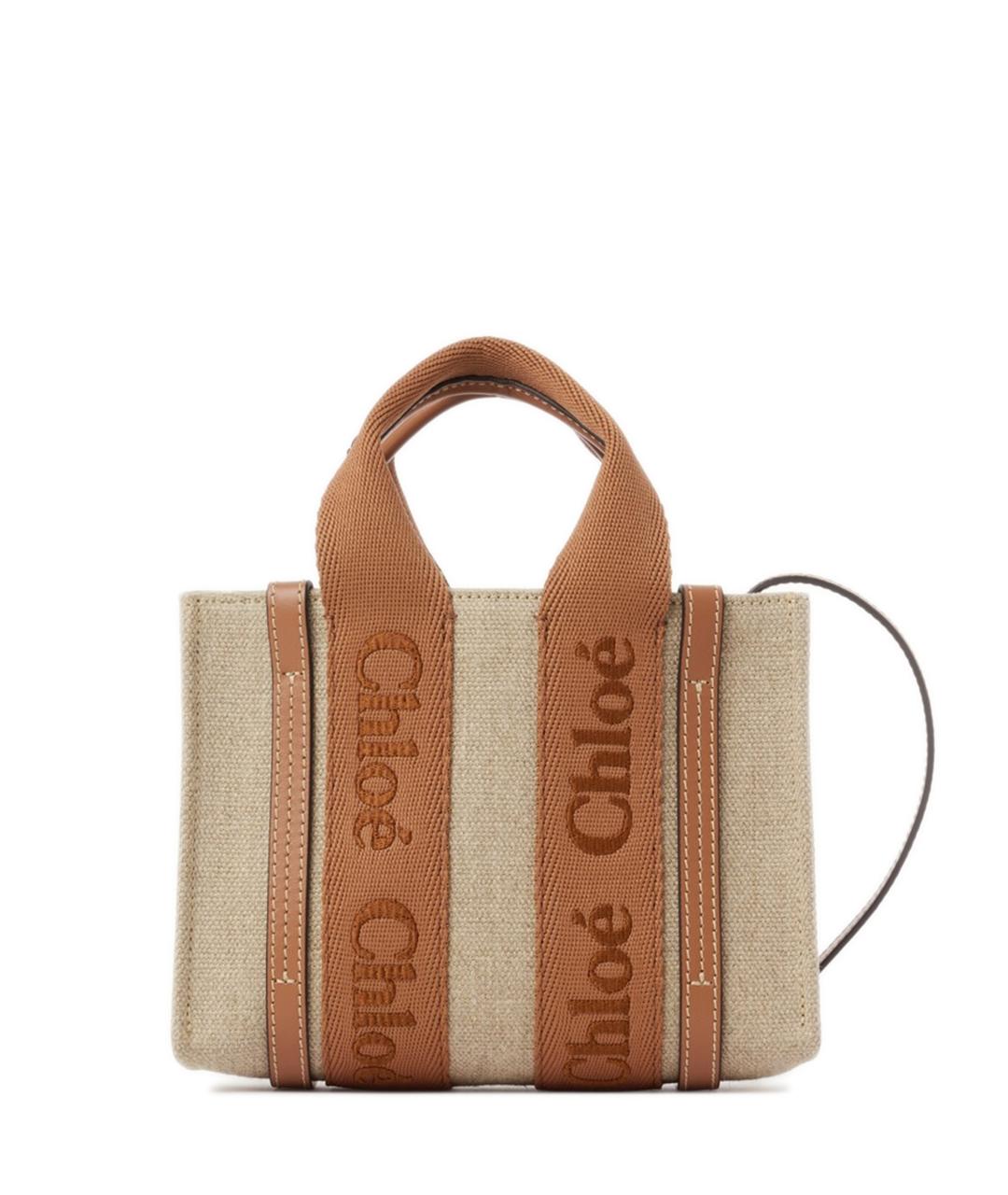CHLOE Бежевая льняная сумка тоут, фото 1