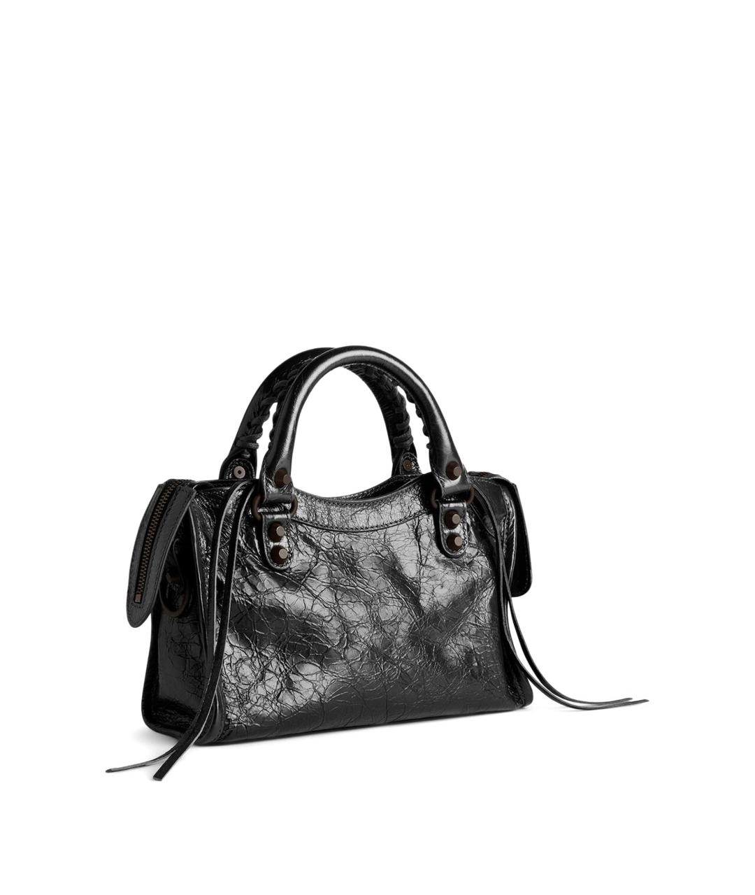 BALENCIAGA Черная кожаная сумка через плечо, фото 2