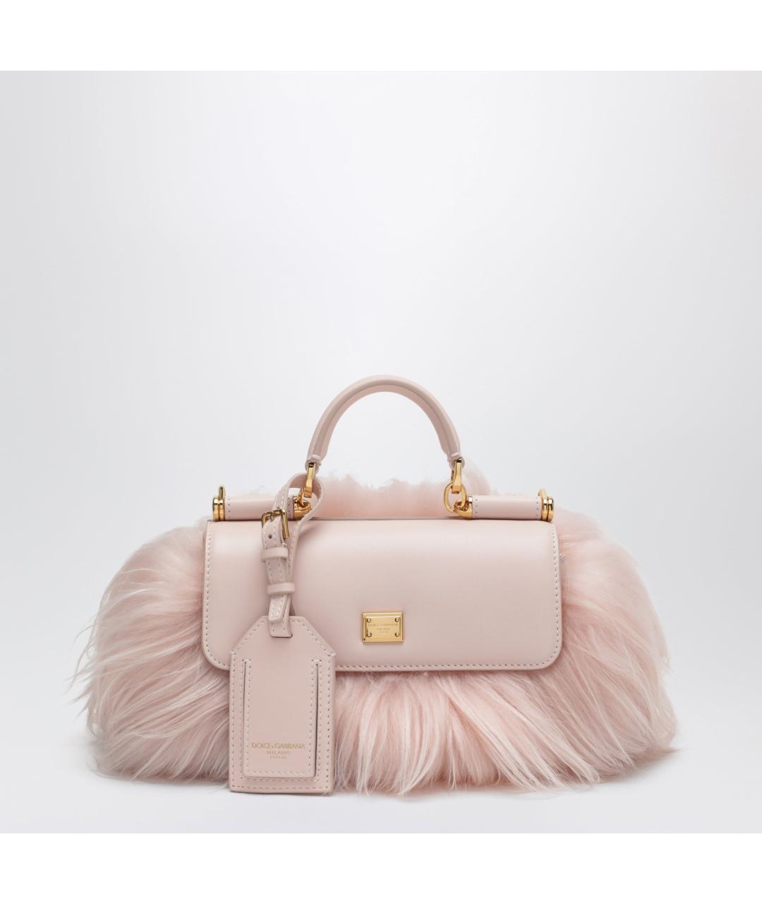 DOLCE&GABBANA Розовая кожаная сумка с короткими ручками, фото 3