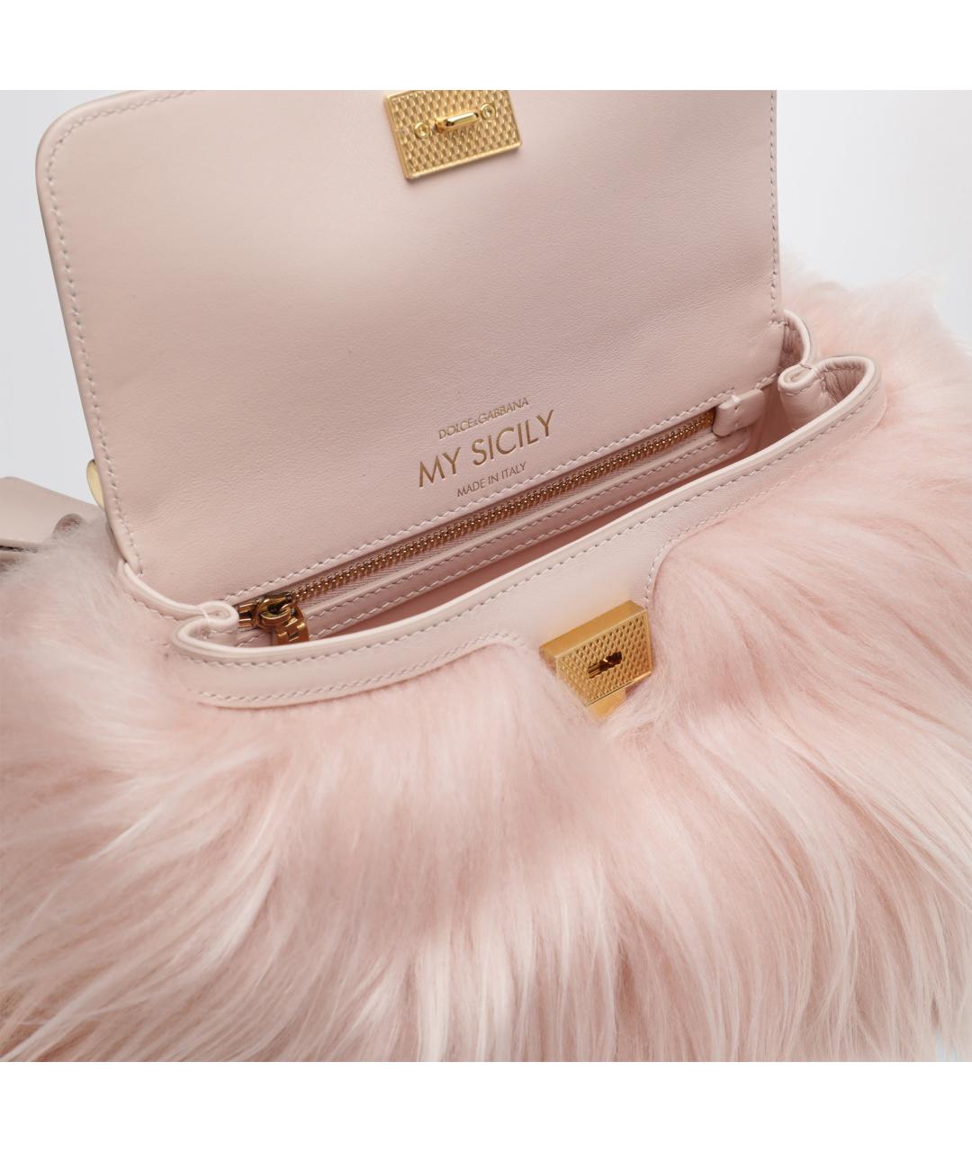 DOLCE&GABBANA Розовая кожаная сумка с короткими ручками, фото 2