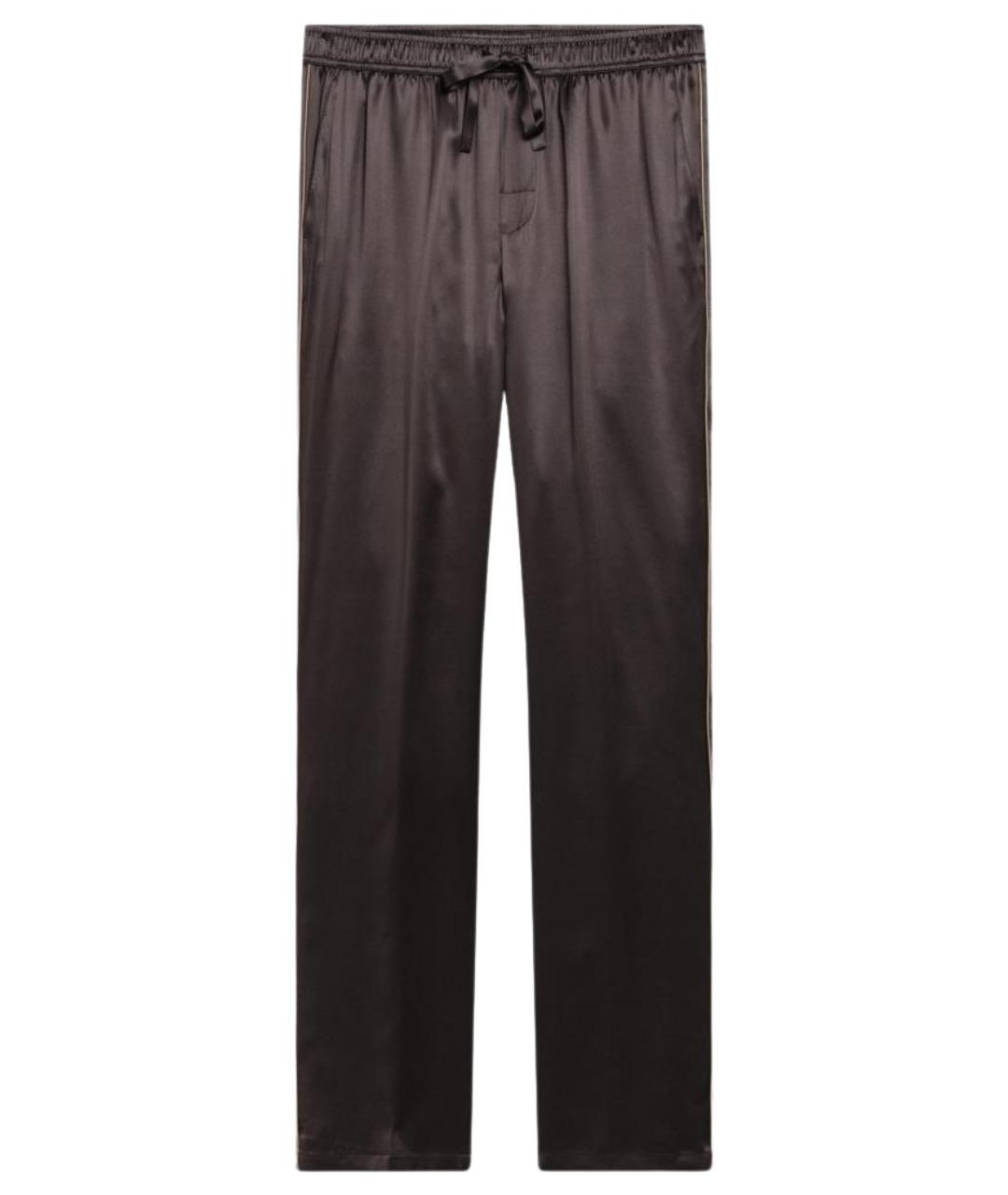 DOLCE&GABBANA Коричневые шелковые повседневные брюки, фото 1