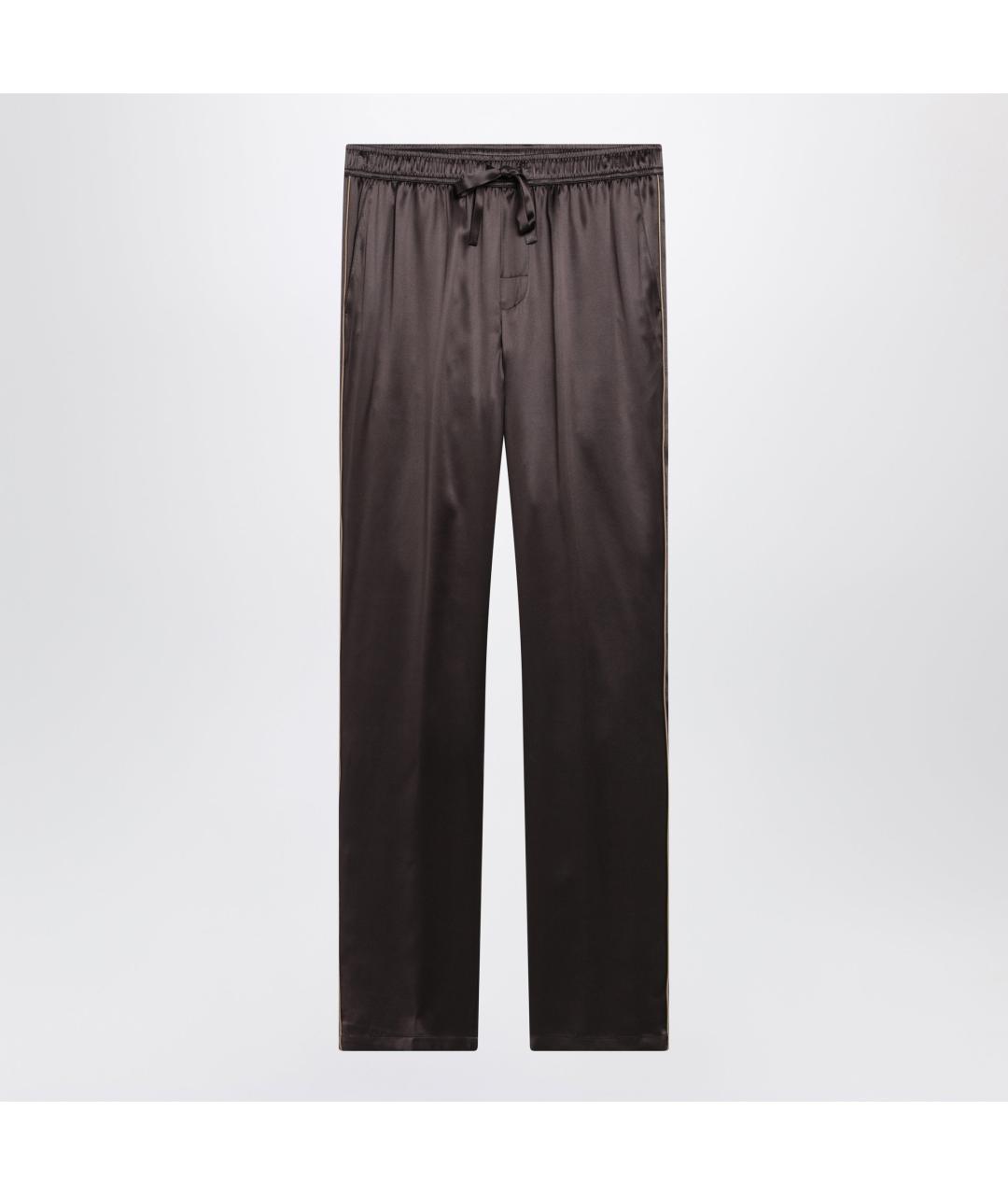 DOLCE&GABBANA Коричневые шелковые повседневные брюки, фото 3