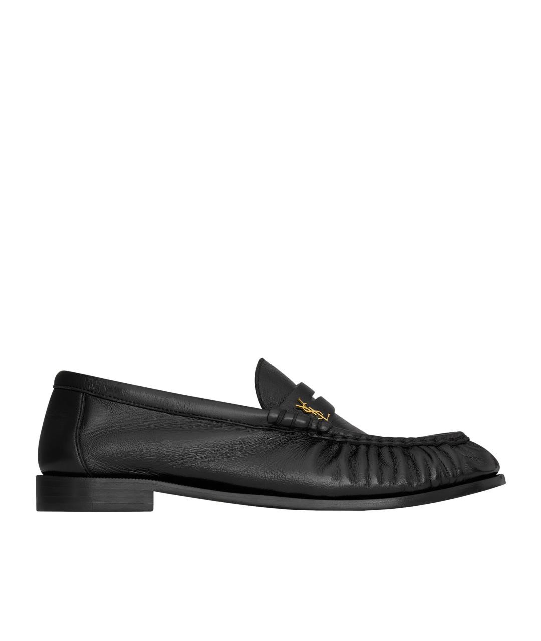SAINT LAURENT Черные кожаные лоферы, фото 1