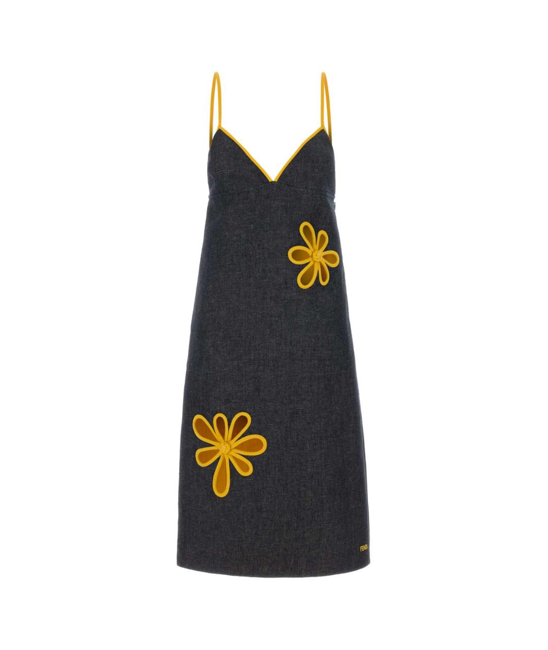FENDI Синий льняной сарафан, фото 1