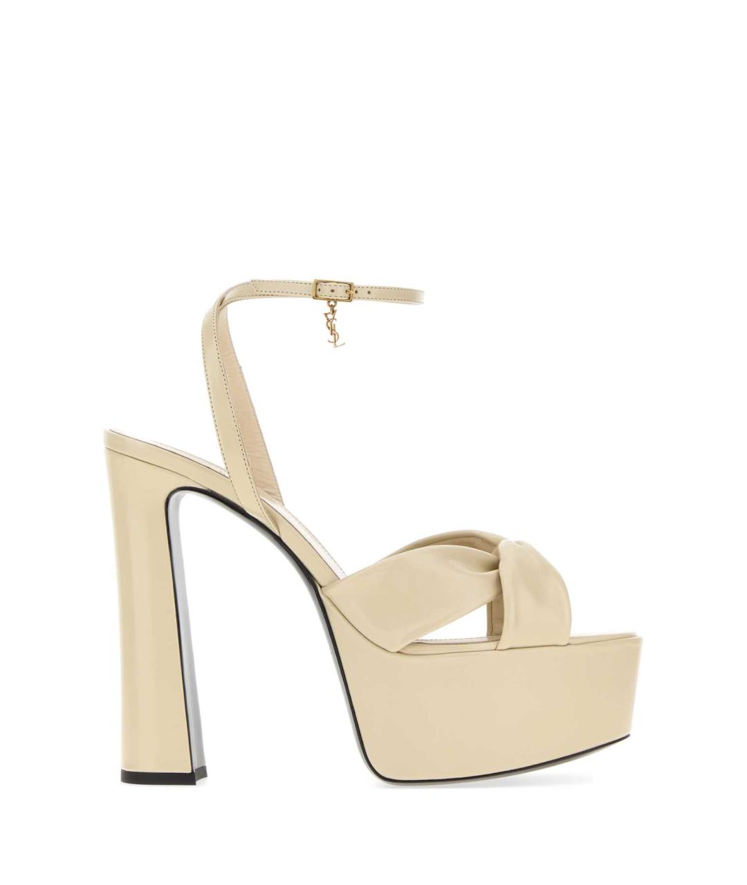 SAINT LAURENT Бежевые кожаные босоножки, фото 1