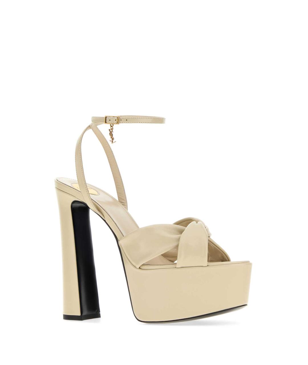 SAINT LAURENT Бежевые кожаные босоножки, фото 2