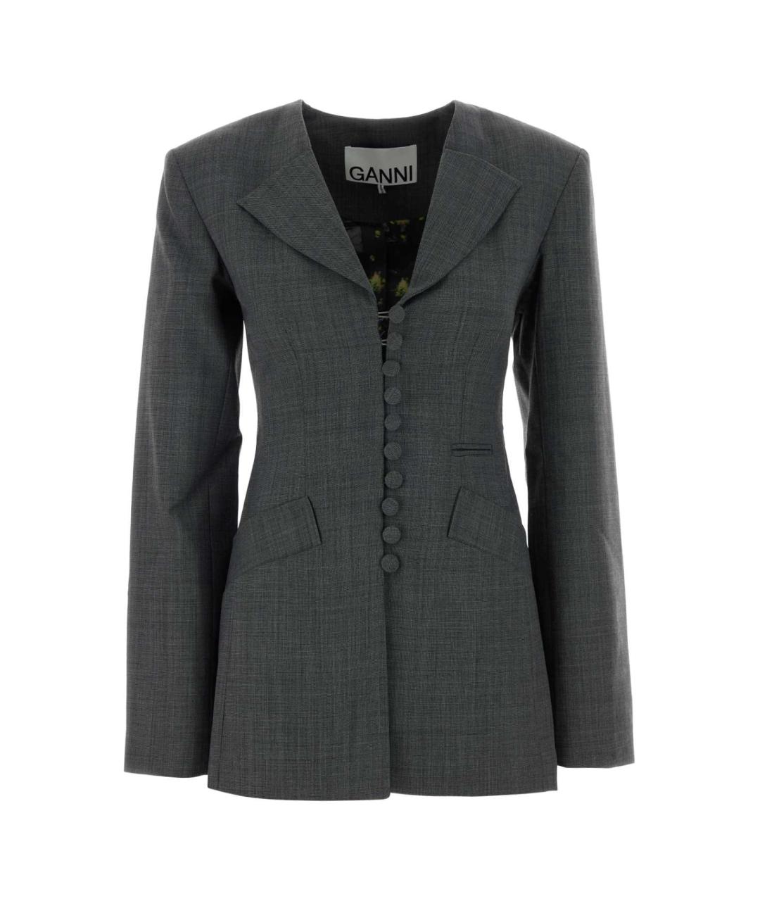 GANNI Серый жакет/пиджак, фото 1