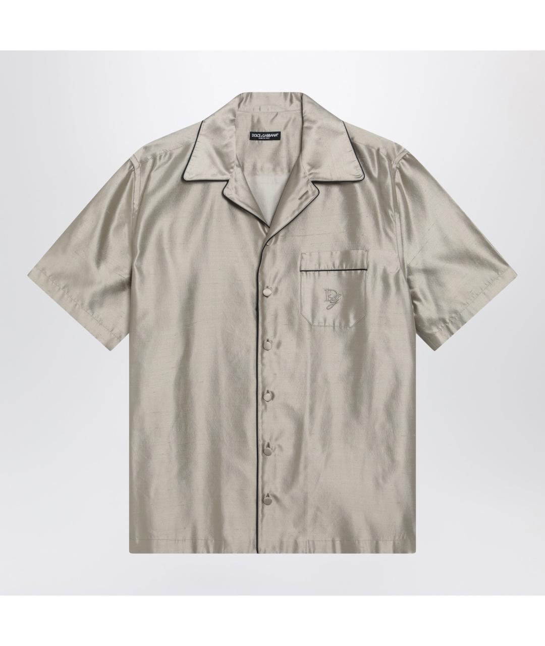 DOLCE&GABBANA Бежевая шелковая кэжуал рубашка, фото 3