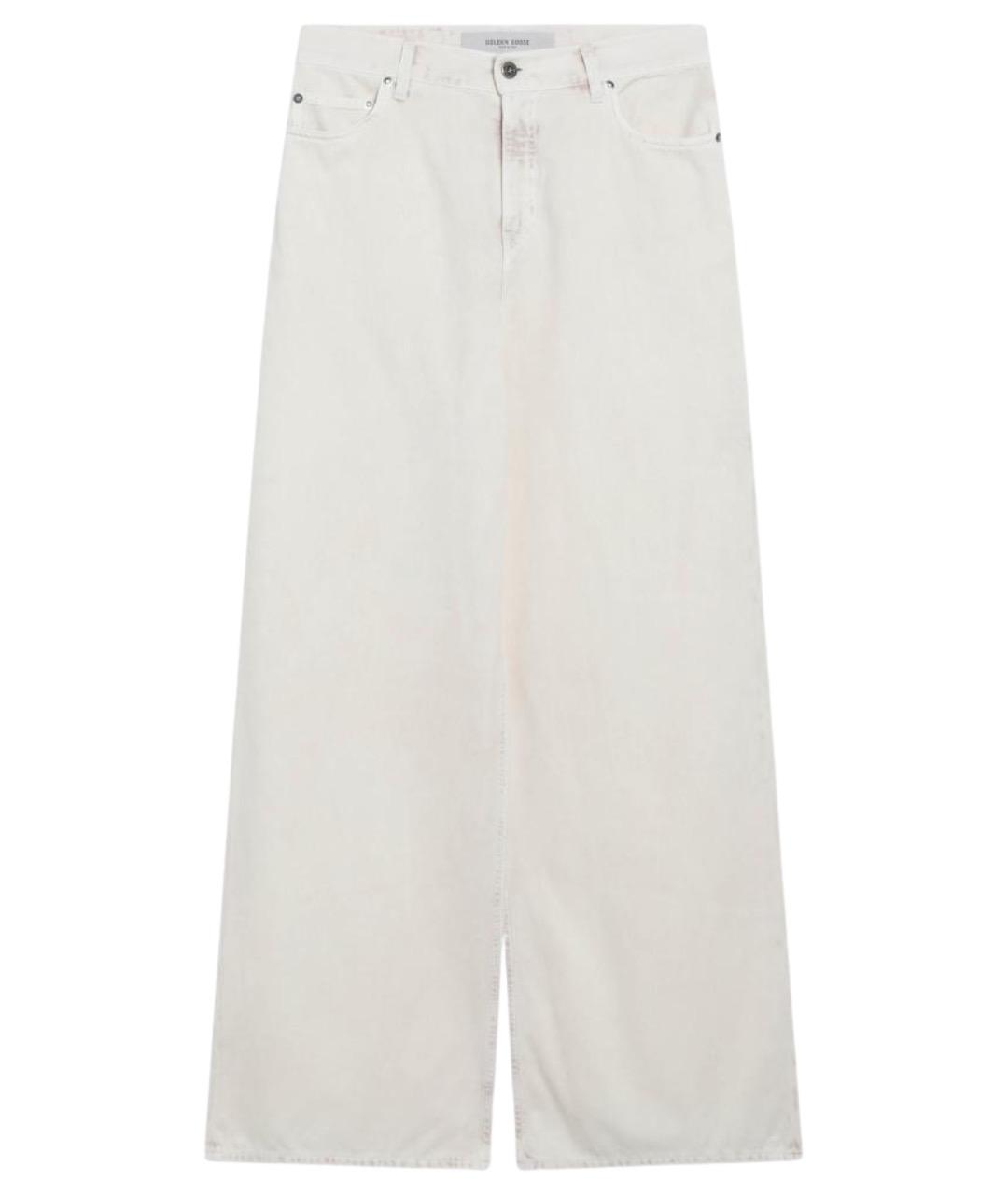 GOLDEN GOOSE DELUXE BRAND Белые хлопковые прямые брюки, фото 1