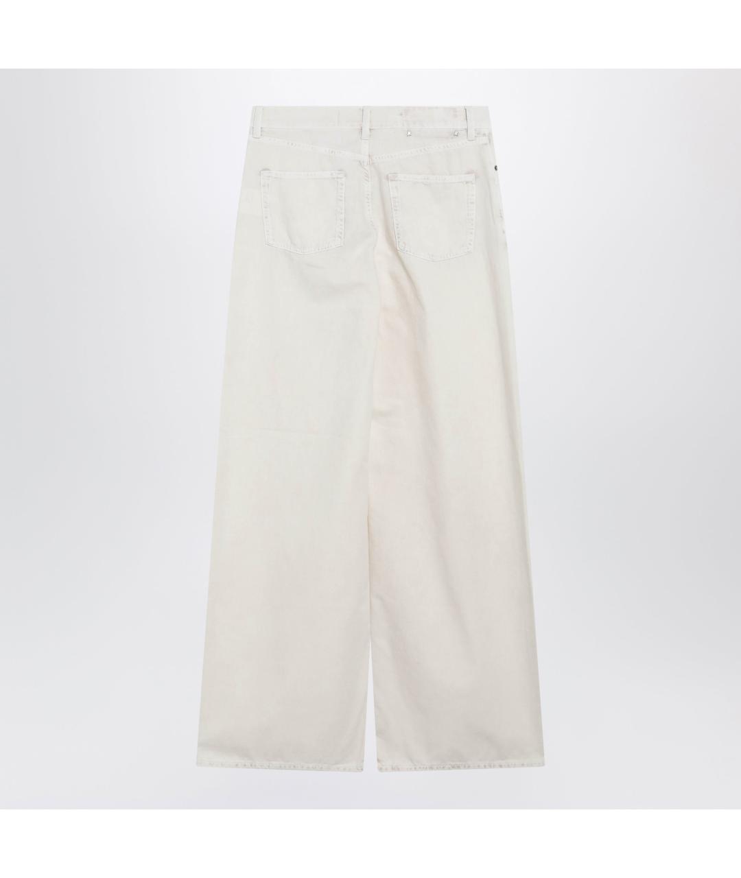 GOLDEN GOOSE DELUXE BRAND Белые хлопковые прямые брюки, фото 2