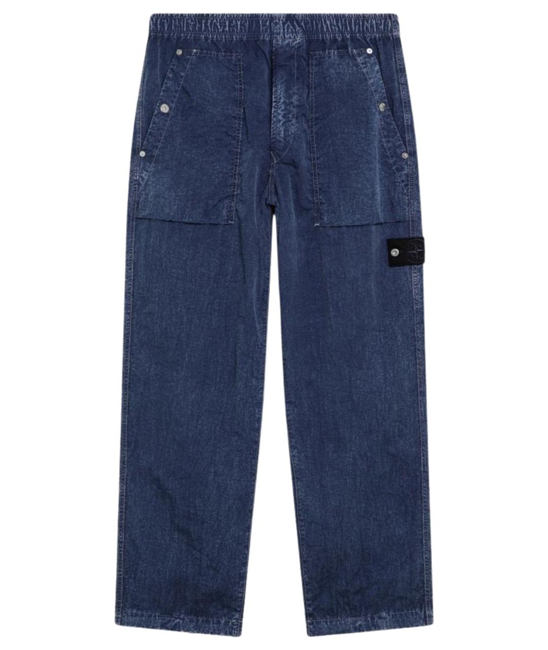 STONE ISLAND Синие полиамидовые повседневные брюки, фото 1