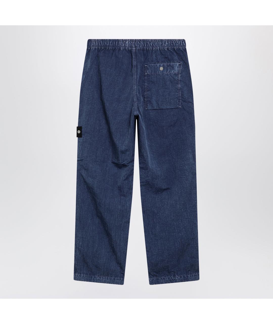 STONE ISLAND Синие полиамидовые повседневные брюки, фото 3