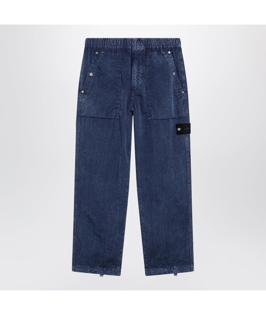 STONE ISLAND Синие полиамидовые повседневные брюки, фото 2