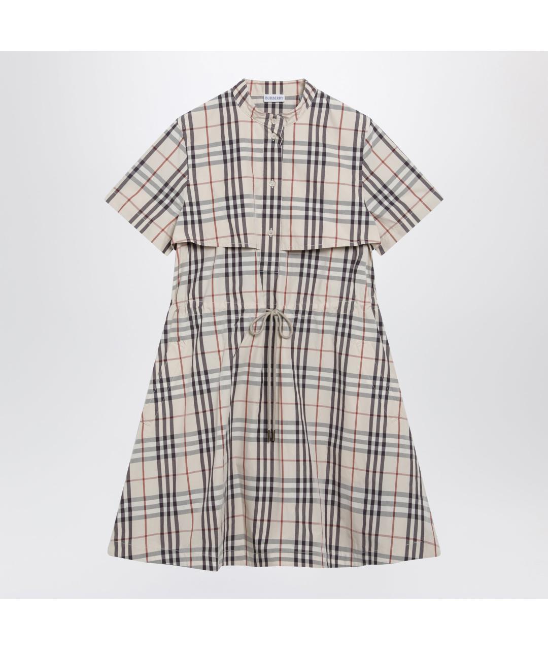 BURBERRY Бежевое хлопковое повседневное платье, фото 3