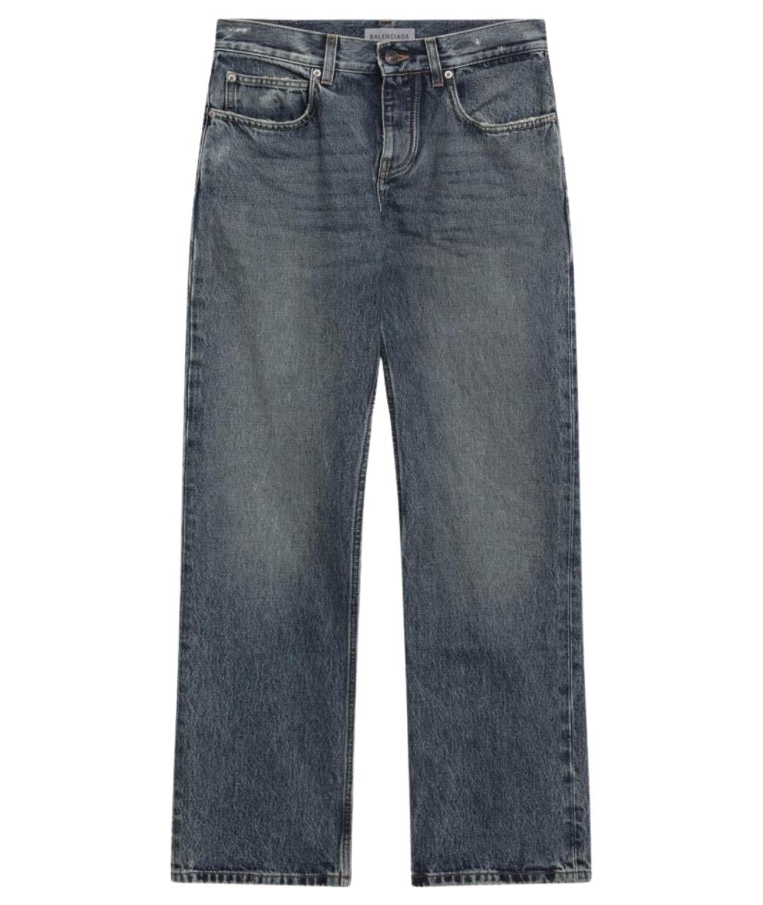 BALENCIAGA Синие хлопковые прямые джинсы, фото 1