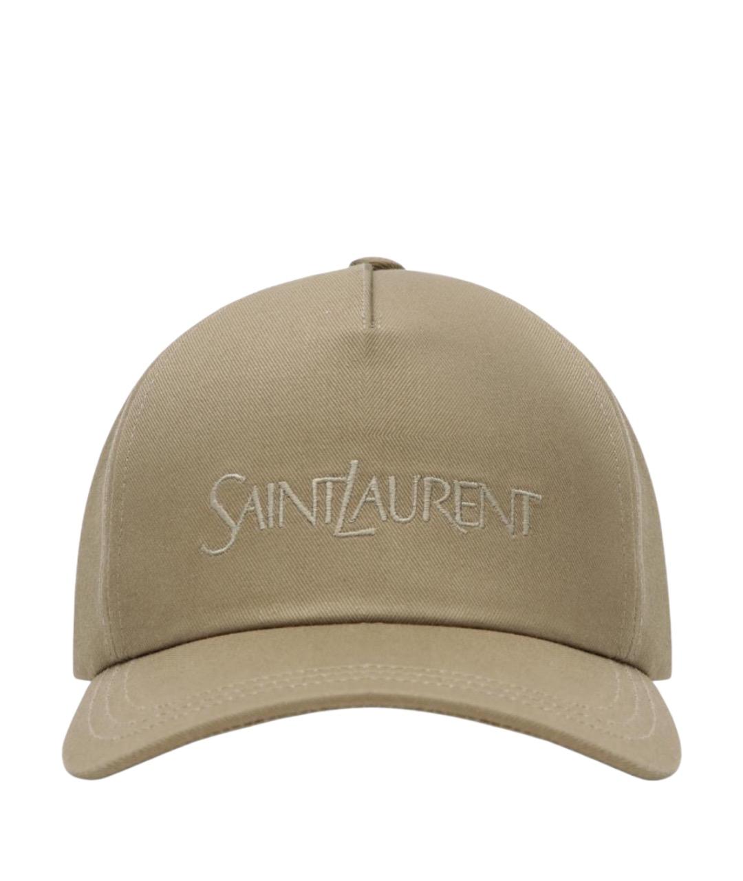 SAINT LAURENT Бежевая хлопковая кепка, фото 1