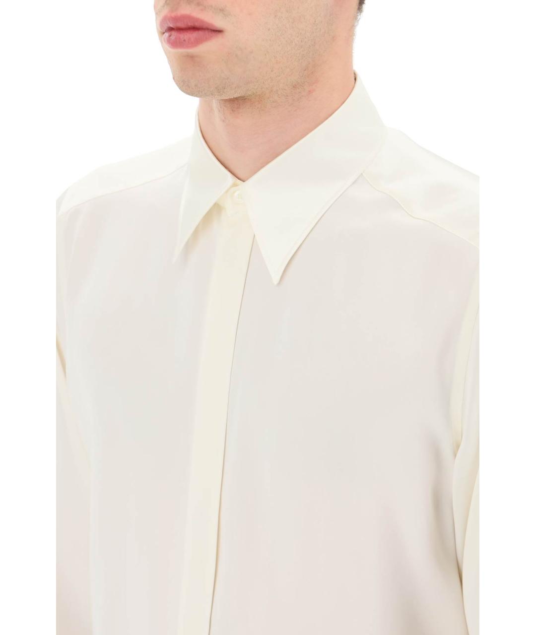 DOLCE&GABBANA Белая шелковая кэжуал рубашка, фото 4