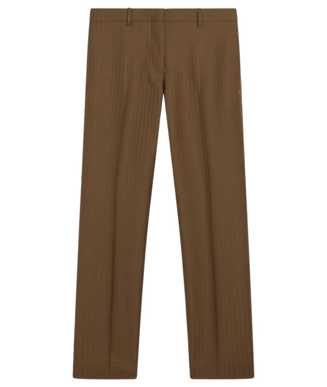 BURBERRY Коричневые шерстяные прямые брюки, фото 1
