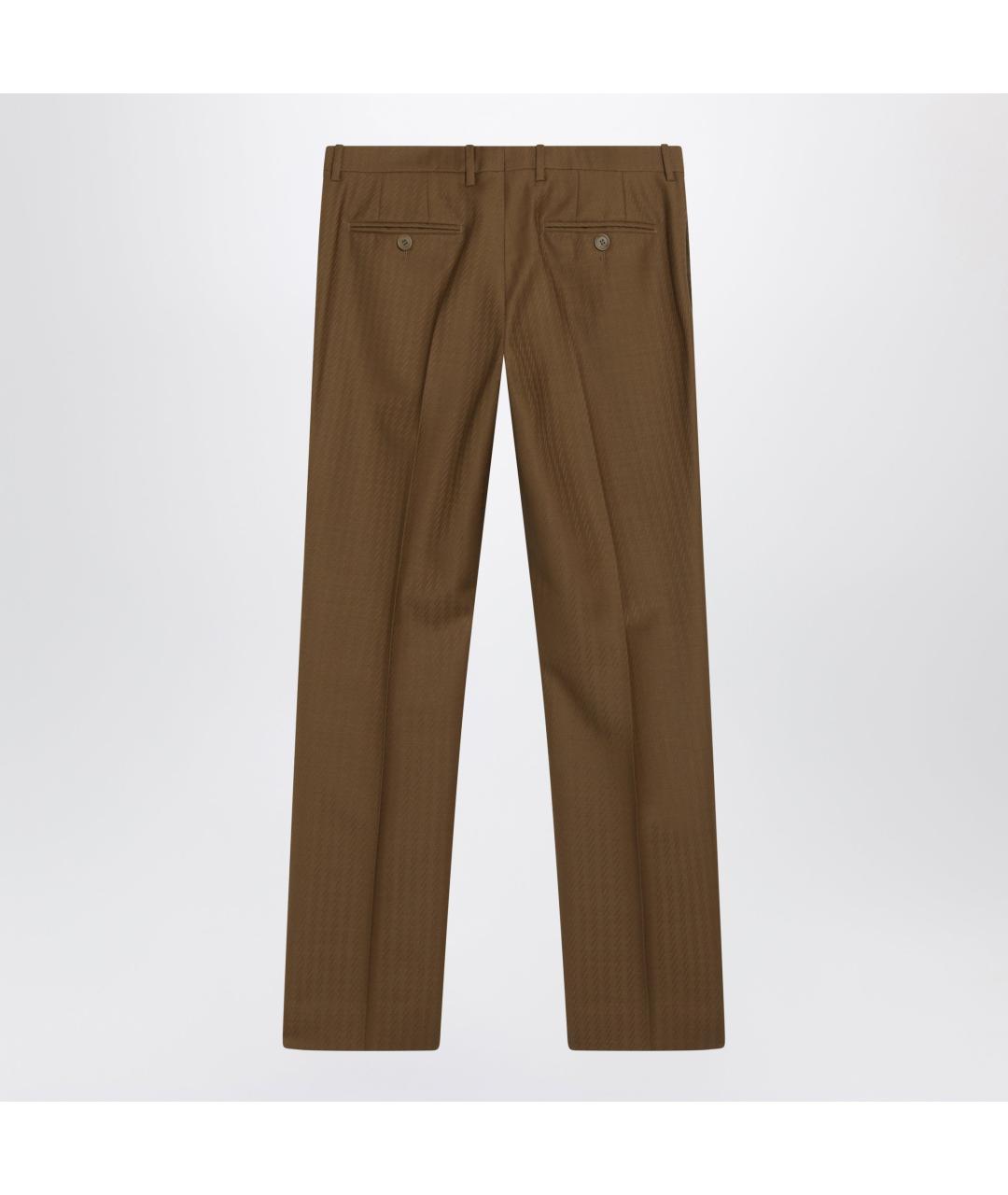 BURBERRY Коричневые шерстяные прямые брюки, фото 4