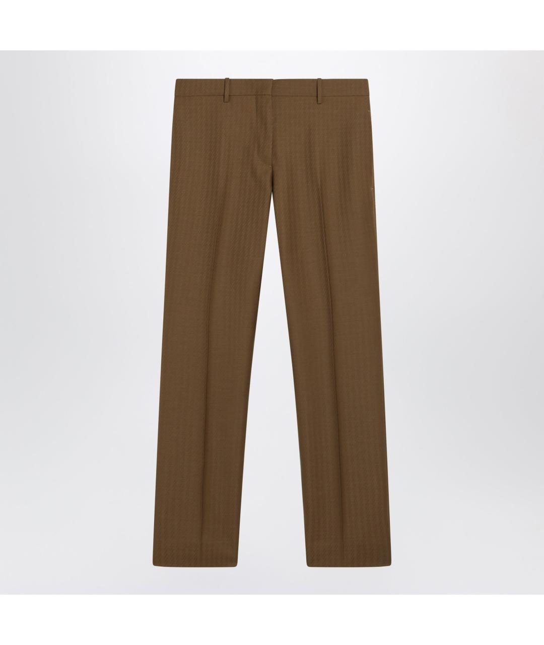 BURBERRY Коричневые шерстяные прямые брюки, фото 2