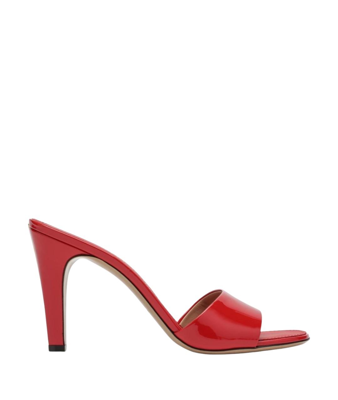 FERRAGAMO Красные кожаные мюли, фото 1