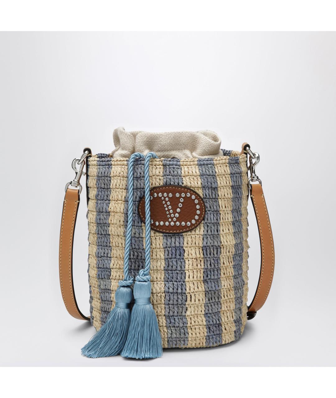 VALENTINO Бежевая пелетеная сумка с короткими ручками, фото 3