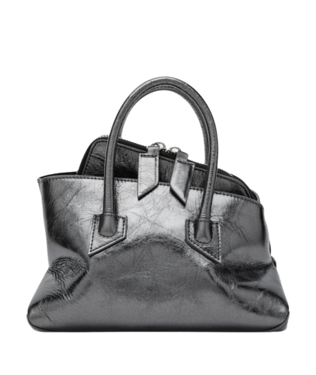 THE ATTICO Серая кожаная сумка с короткими ручками, фото 1