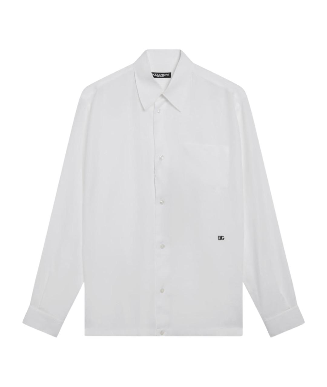 DOLCE&GABBANA Белая льняная классическая рубашка, фото 1