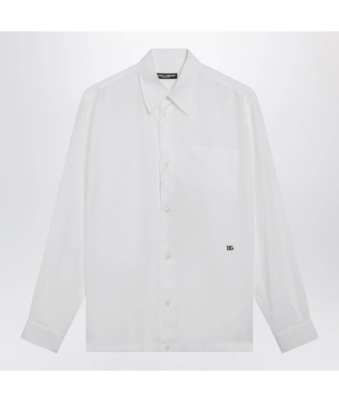 DOLCE&GABBANA Белая льняная классическая рубашка, фото 3