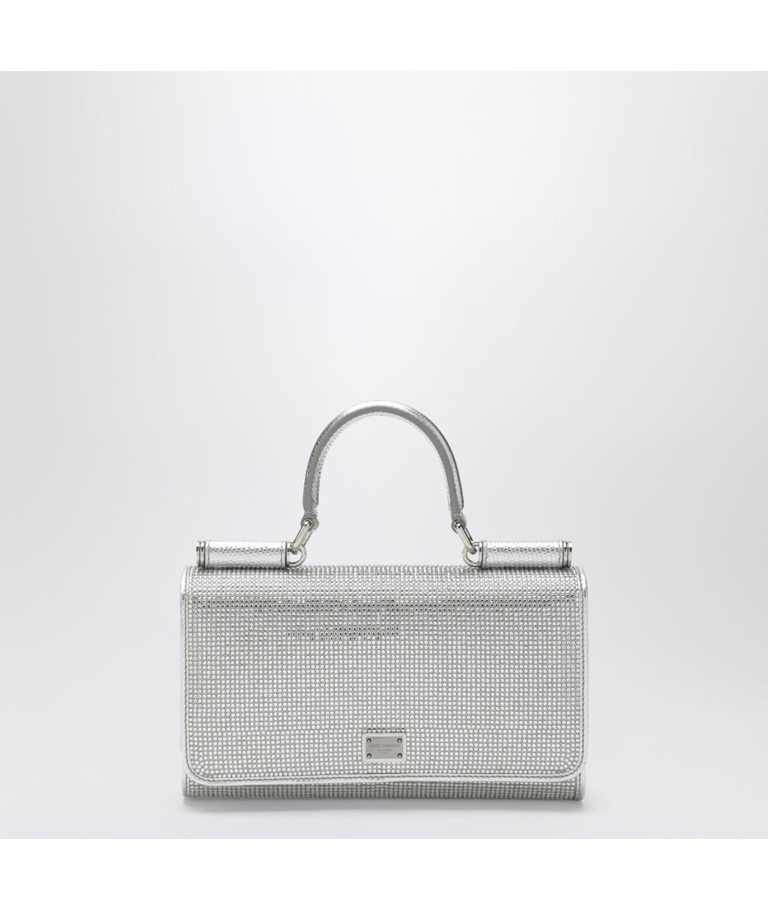 DOLCE&GABBANA Серая тканевая сумка с короткими ручками, фото 3