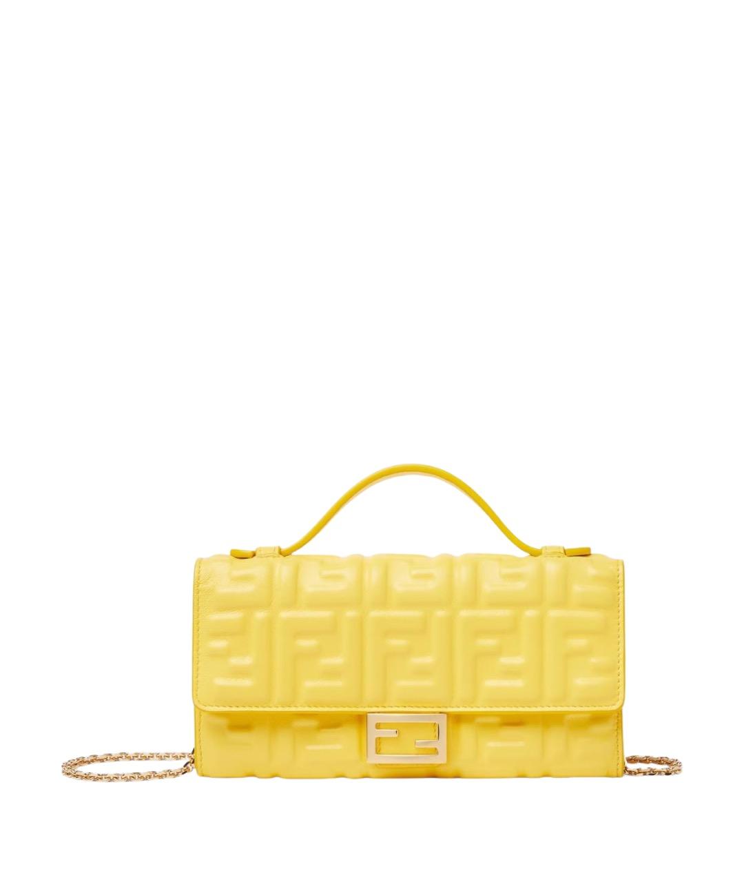 FENDI Желтая кожаная сумка через плечо, фото 1