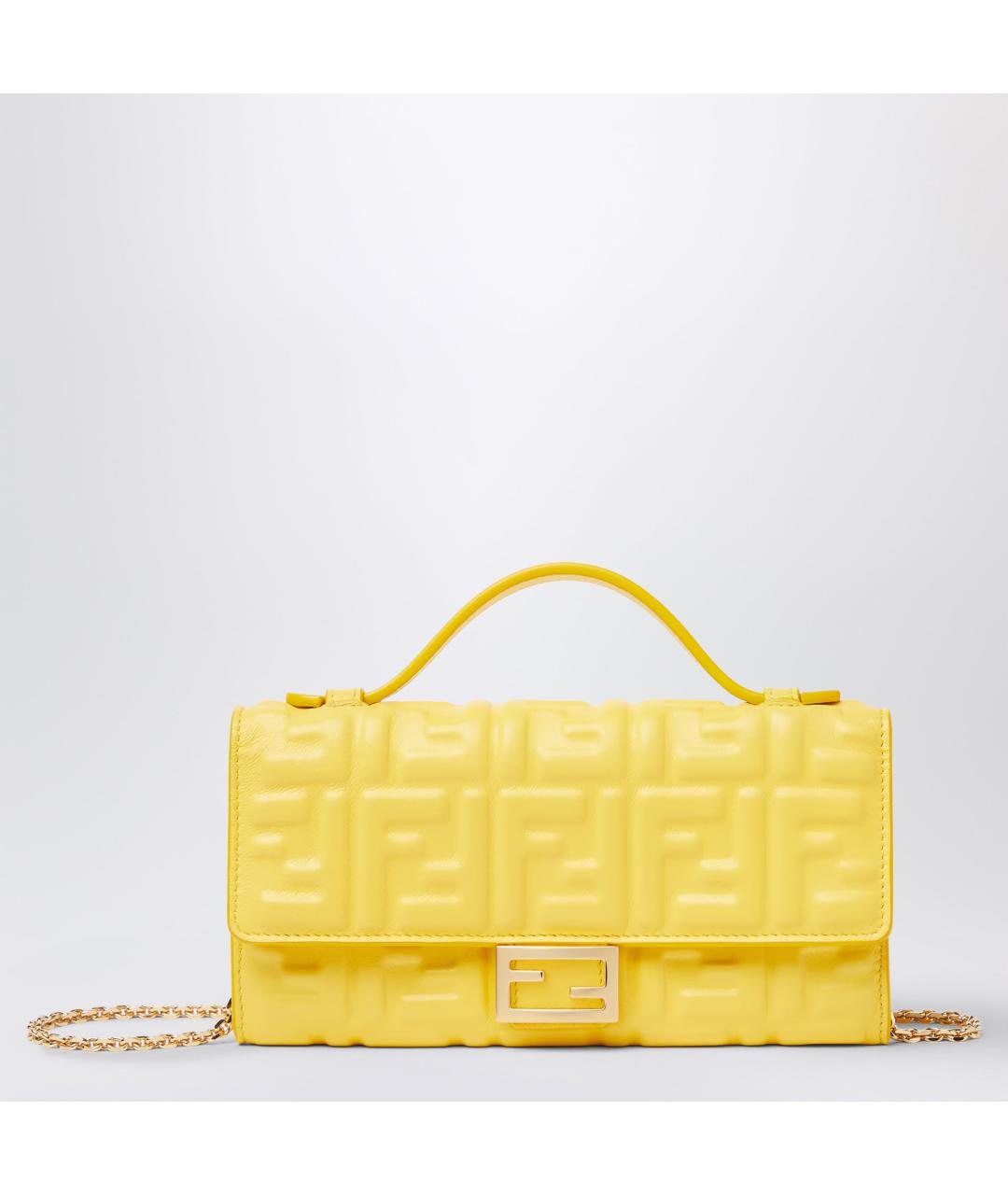 FENDI Желтая кожаная сумка через плечо, фото 5
