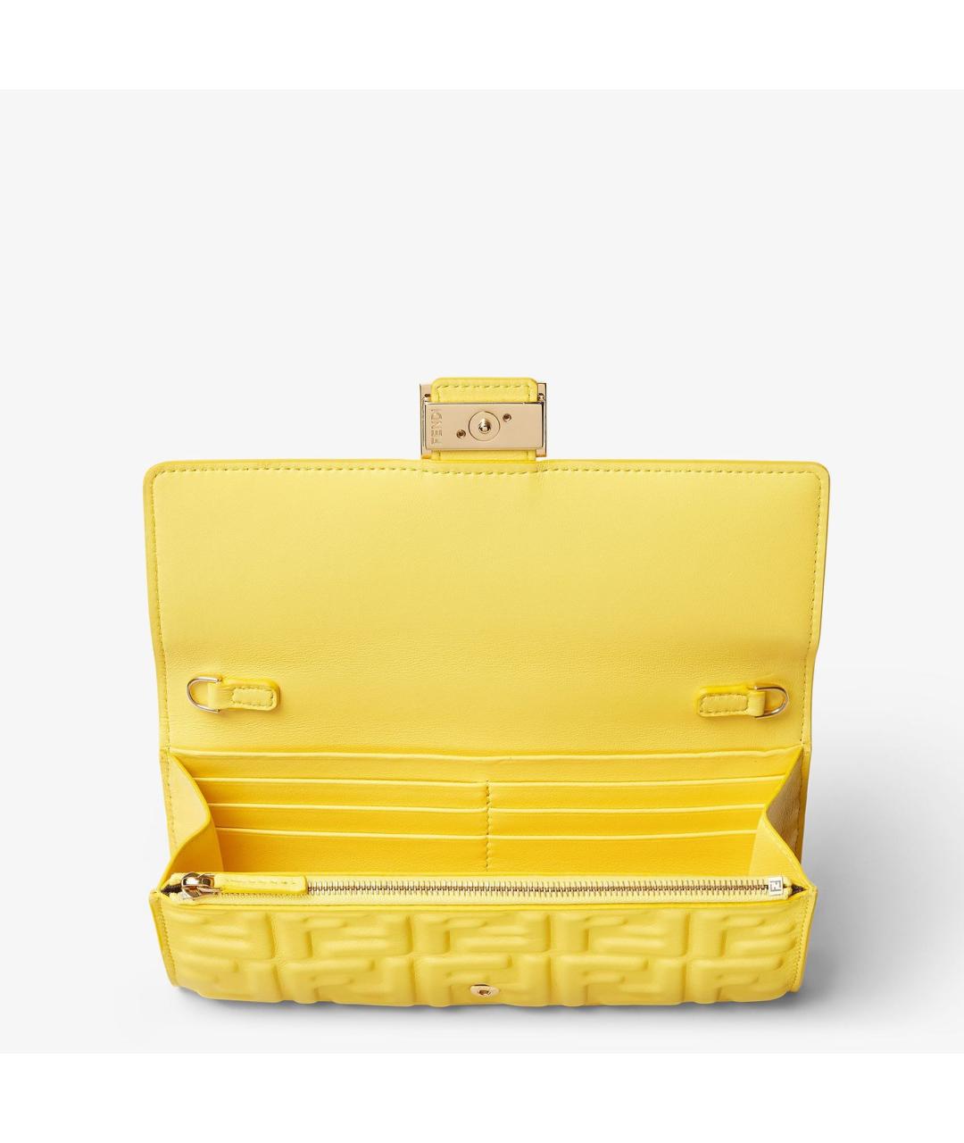 FENDI Желтая кожаная сумка через плечо, фото 4