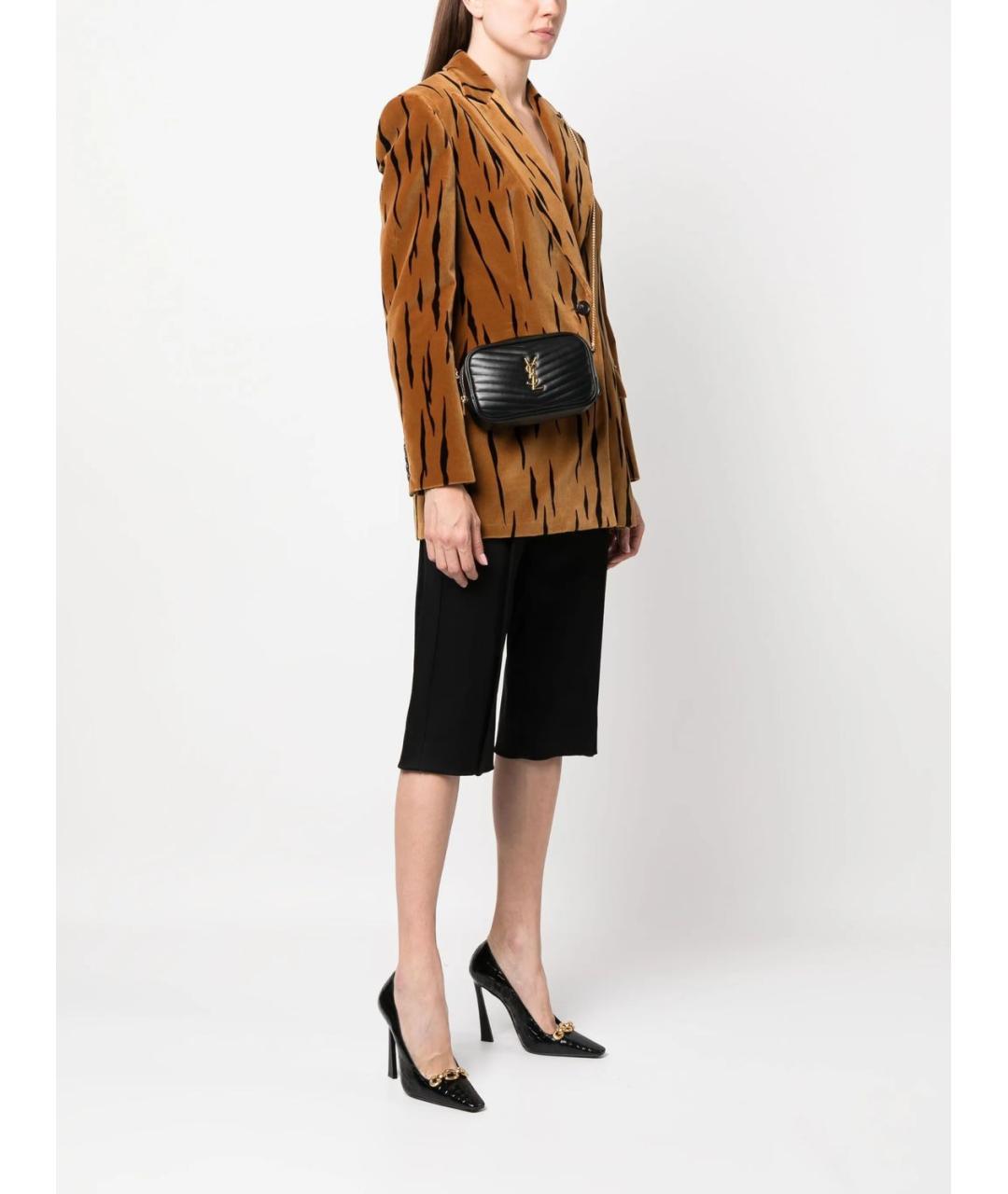 SAINT LAURENT Черная кожаная сумка через плечо, фото 3