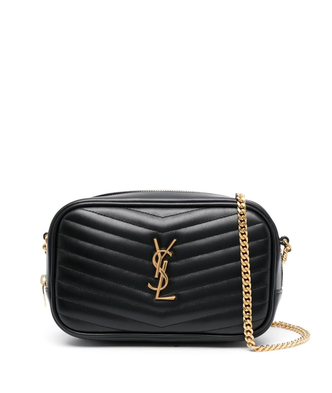 SAINT LAURENT Черная кожаная сумка через плечо, фото 1