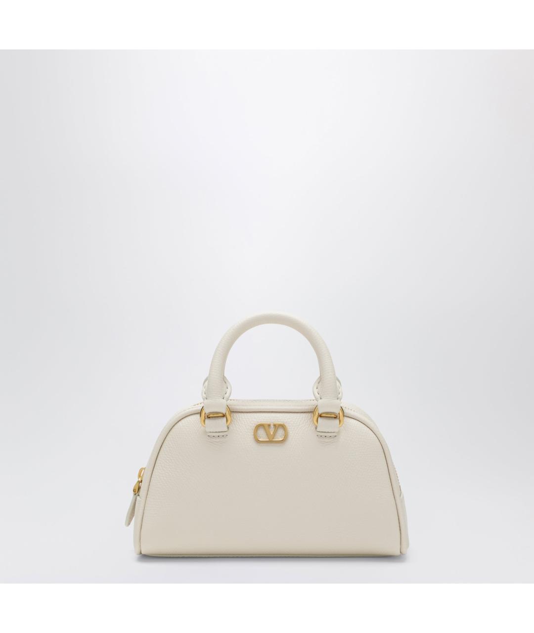 VALENTINO Белая кожаная сумка с короткими ручками, фото 3