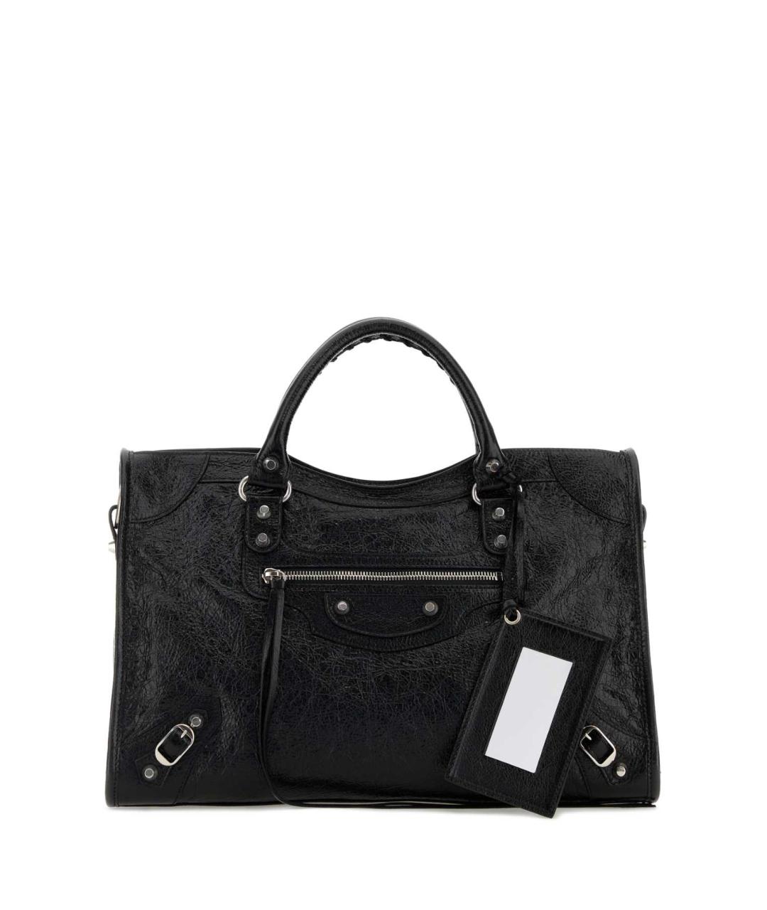 BALENCIAGA Черная кожаная сумка с короткими ручками, фото 1