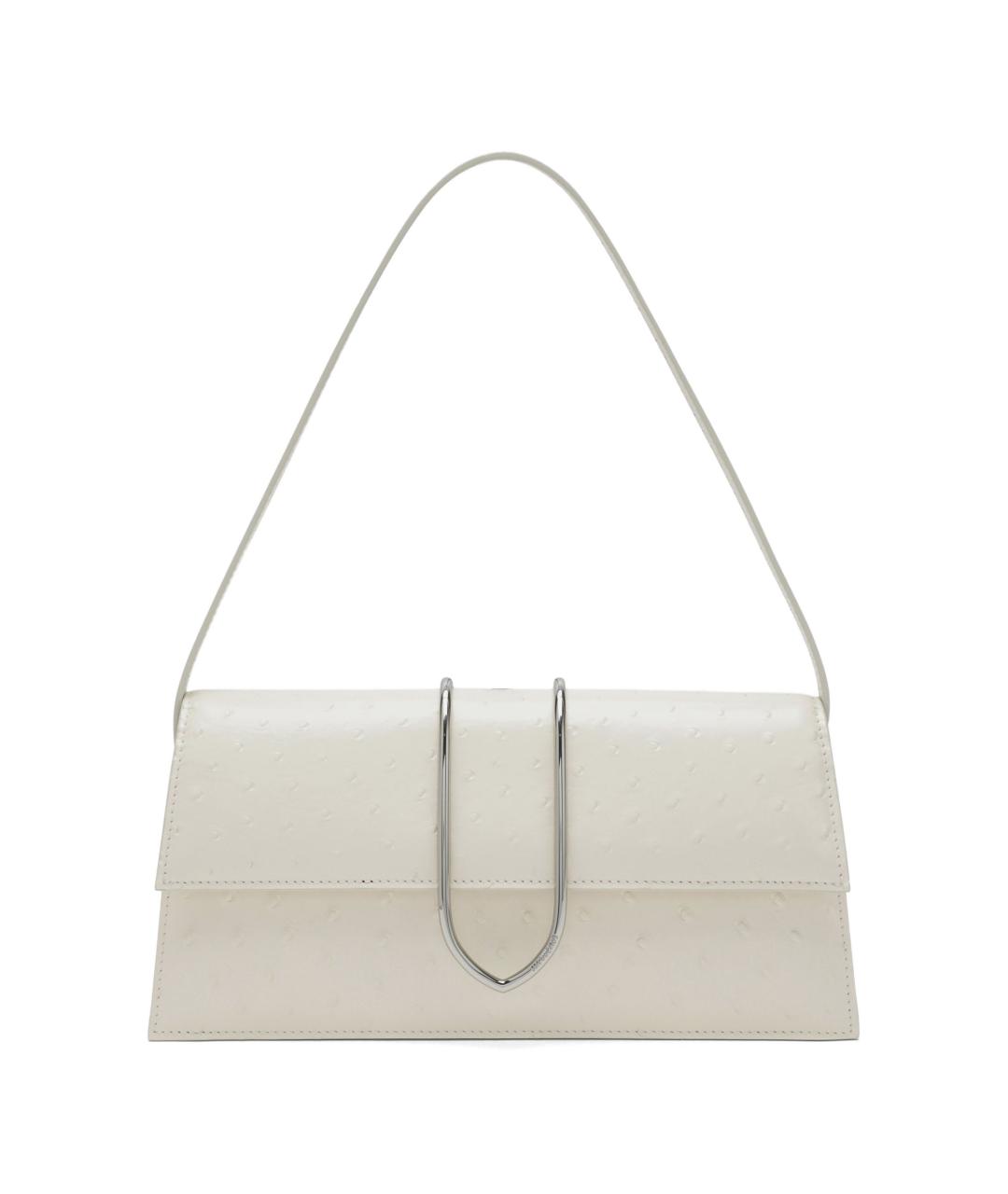 JACQUEMUS Белая кожаная сумка с короткими ручками, фото 1