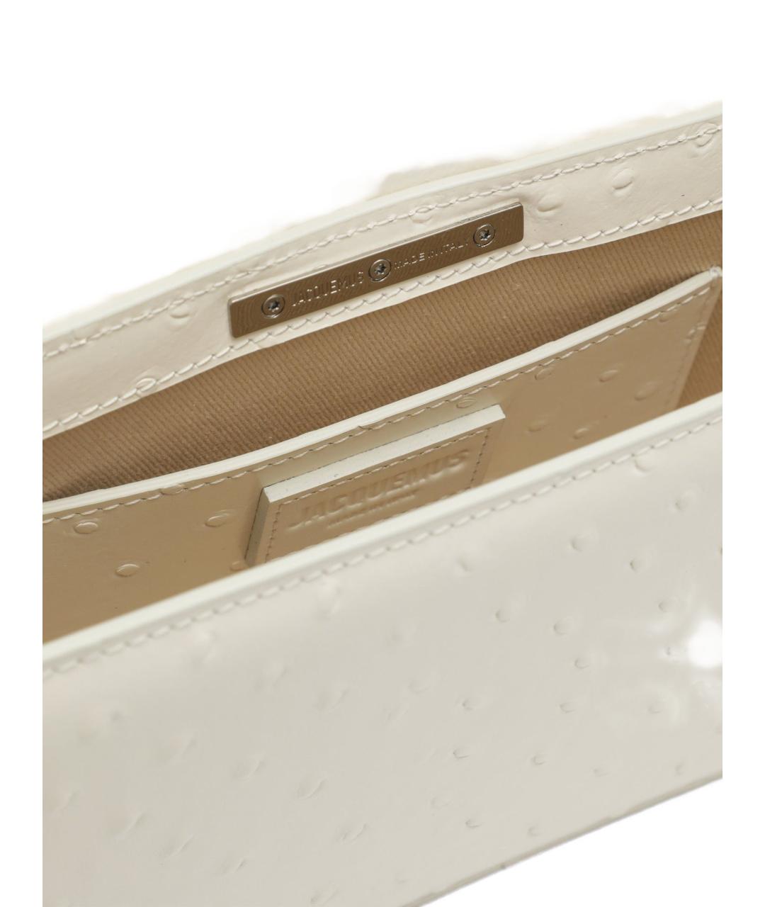 JACQUEMUS Белая кожаная сумка с короткими ручками, фото 4