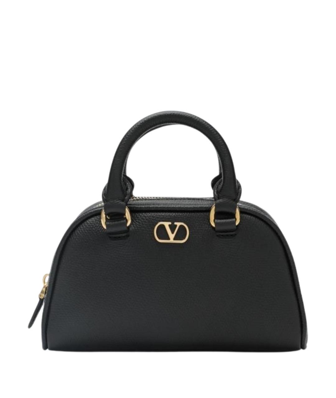 VALENTINO Черная кожаная сумка с короткими ручками, фото 1