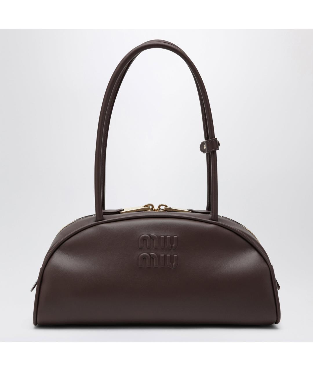 MIU MIU Коричневая кожаная сумка с короткими ручками, фото 3