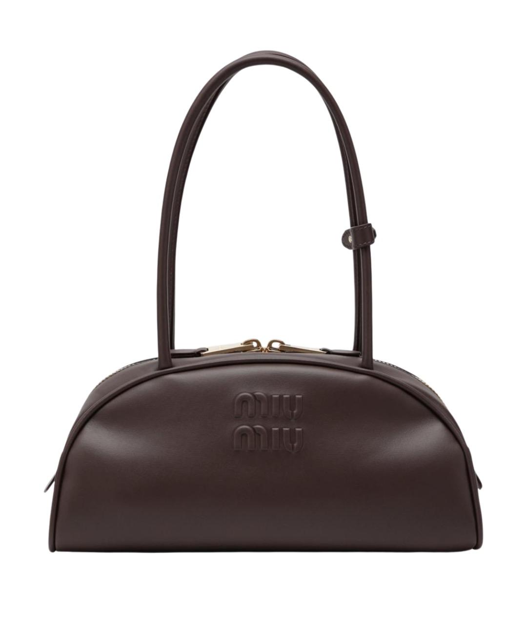 MIU MIU Коричневая кожаная сумка с короткими ручками, фото 1