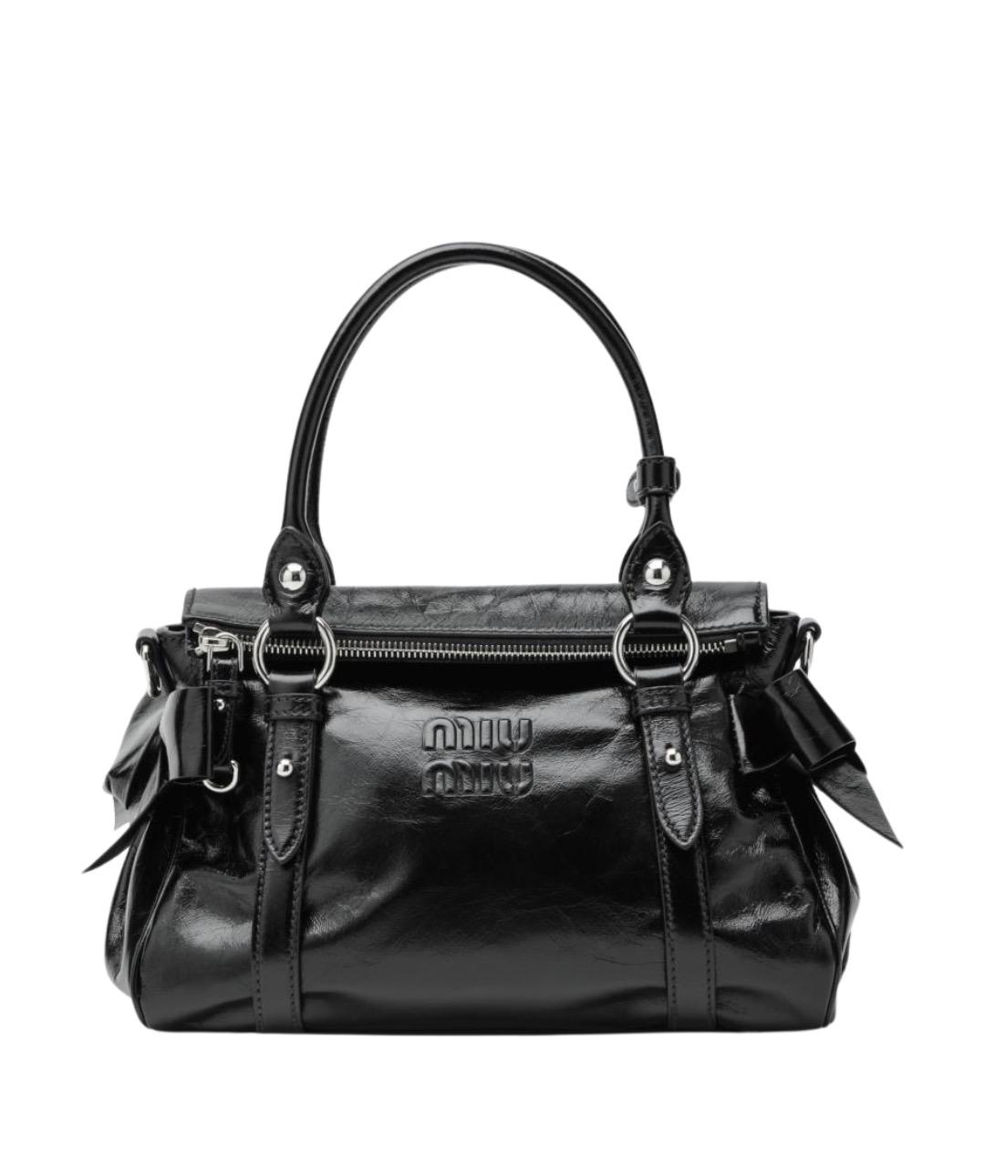 MIU MIU Черная кожаная сумка с короткими ручками, фото 1