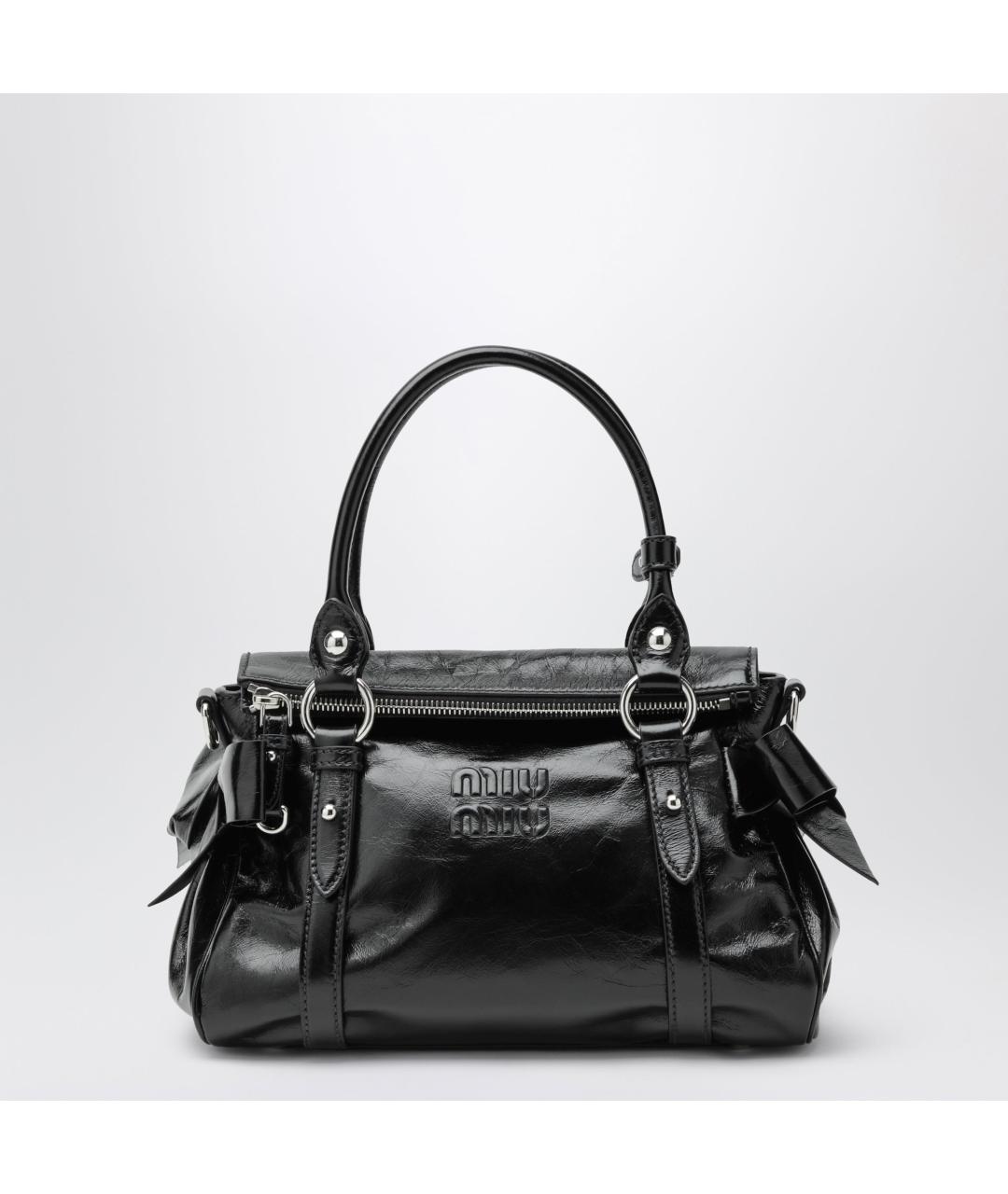 MIU MIU Черная кожаная сумка с короткими ручками, фото 3